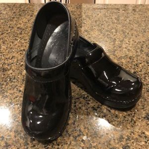 Dansko Black Patent Leather Clogs